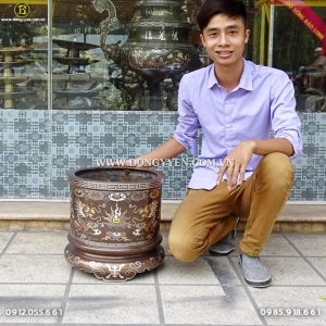 Bát Hương Đồng Khảm Ngũ Sắc 37cm cho khách Hà Tĩnh