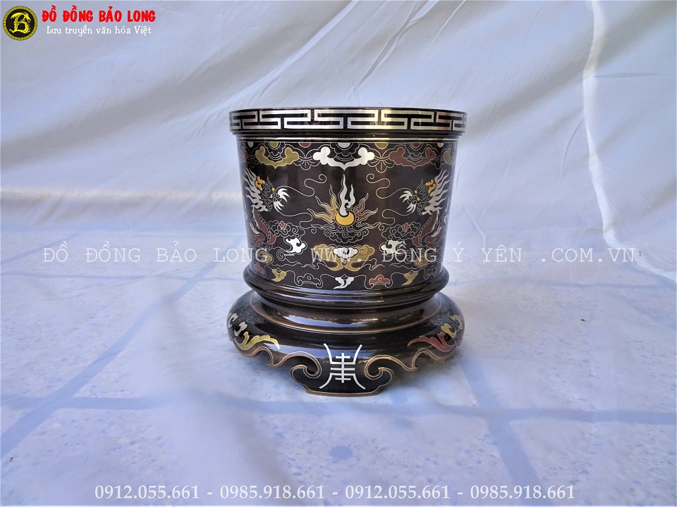 bát hương đồng khảm ngũ sắc
