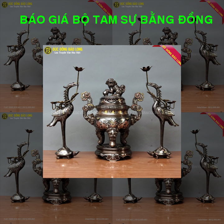 Giá Bộ Tam Sự Bằng Đồng Đúc Thủ Công