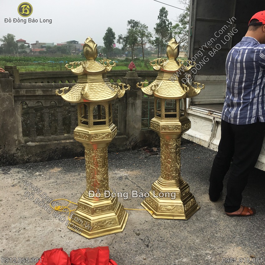 Đôi Đèn Đồng Katut Cho Đình, Chùa 1m55