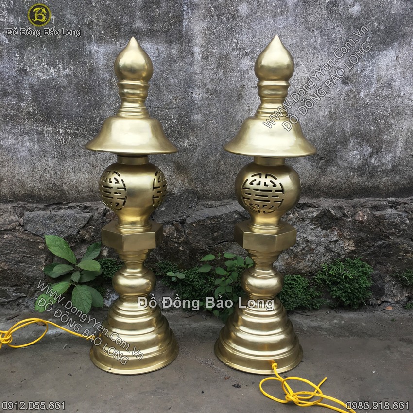 Đúc Đôi Đèn Thờ Tam Bảo, Đền, Chùa 90cm