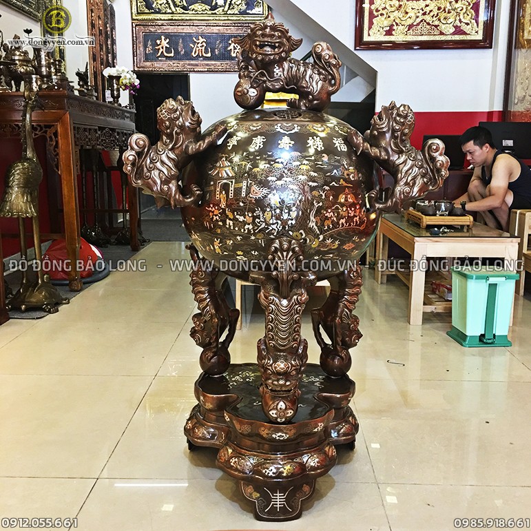 Đỉnh Thất Lân 1m27 Khảm 3 Chữ Vàng