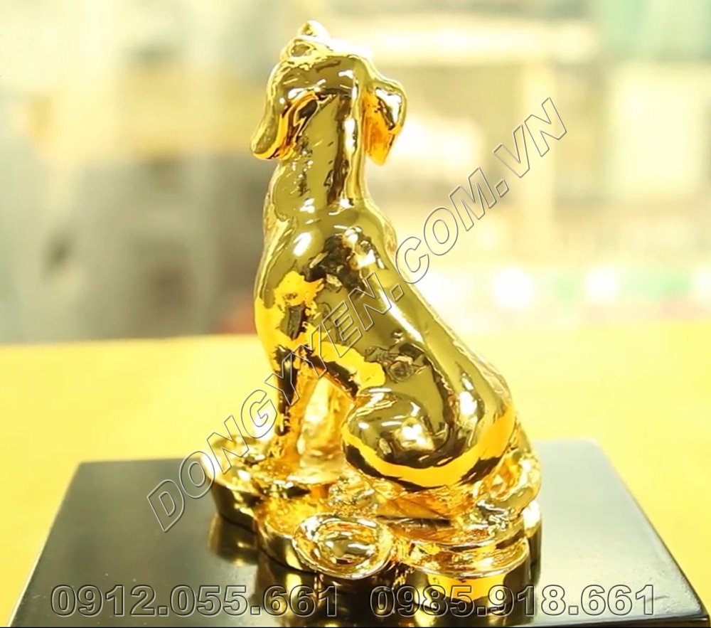 Chó phong thủy bằng đồng mạ vàng