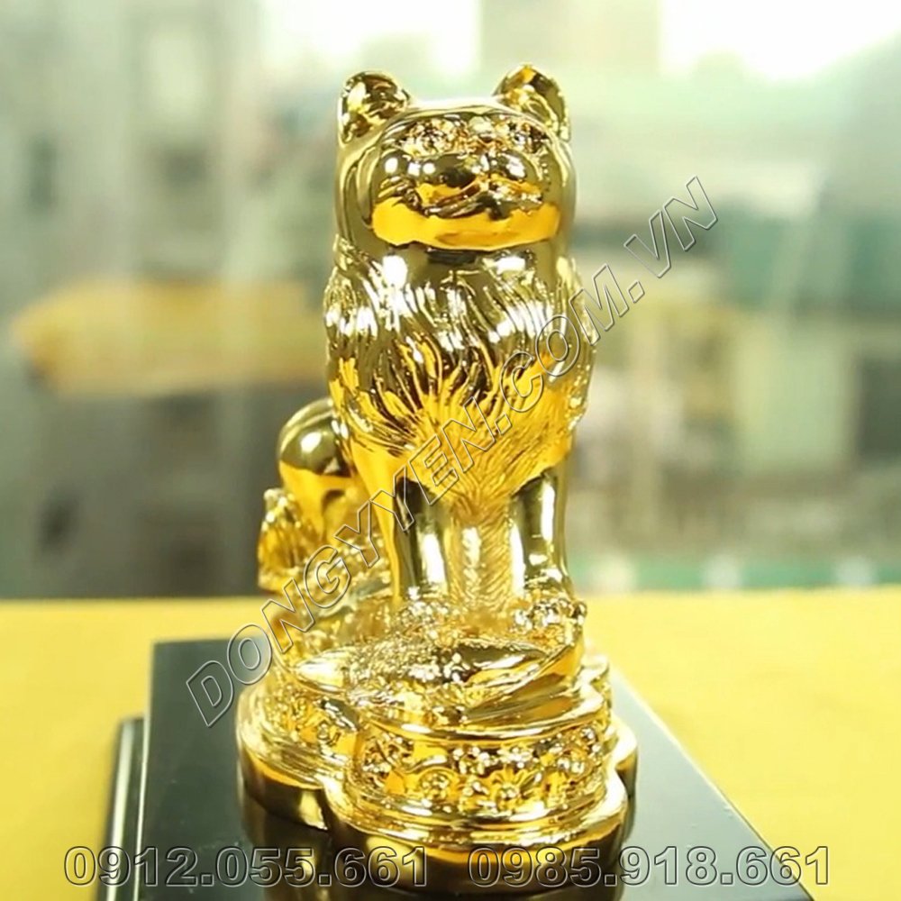 Mèo phong thủy bằng đồng mạ vàng 24K