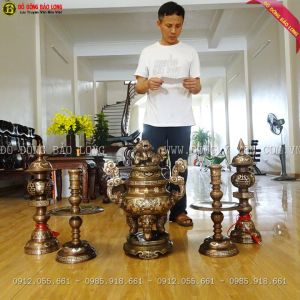 Bộ Đồ Thờ Khảm Tam Khí 60cm cho A Khánh Xuân Mai