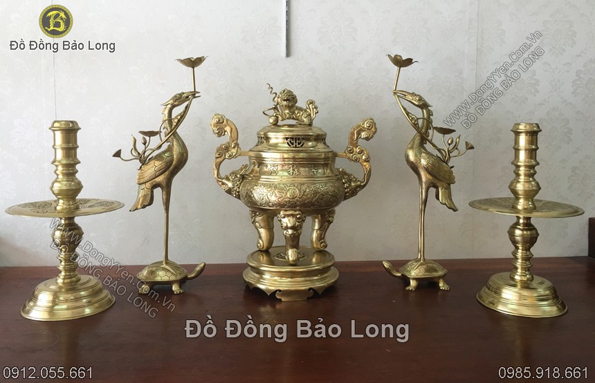 bộ đồ thờ bằng đồng đầy đủ