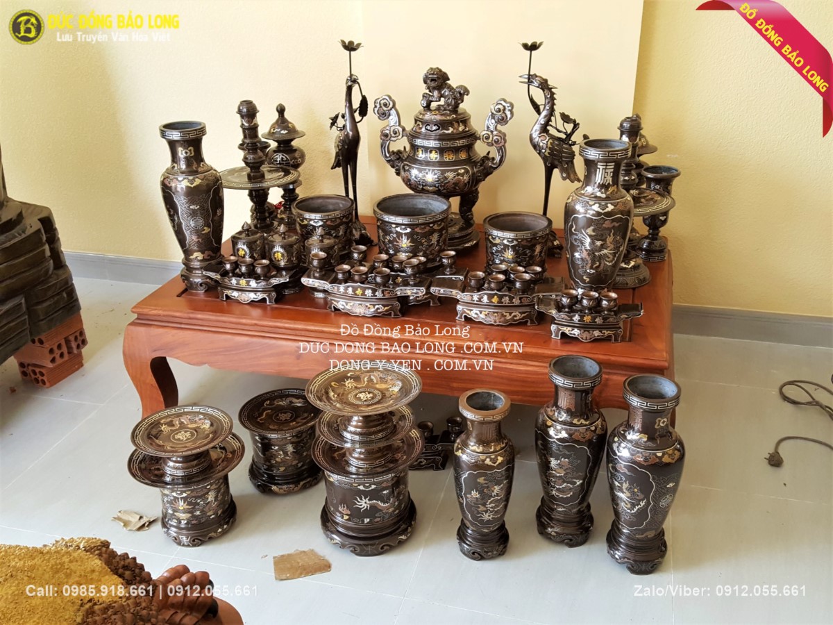 bộ đồ thờ bằng đồng đầy đủ