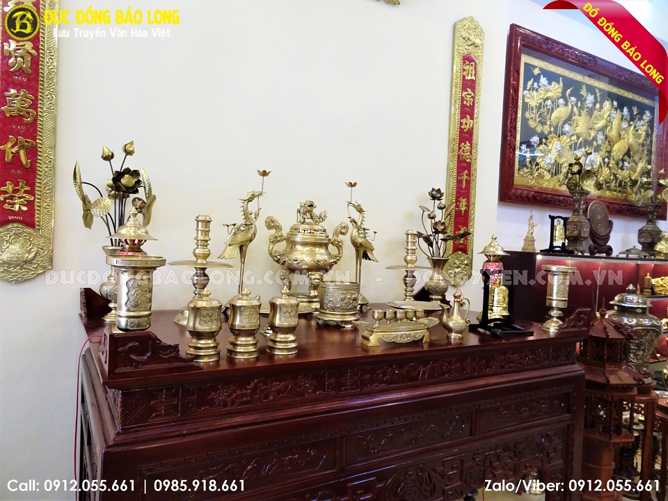 bộ đồ thờ bằng đồng 60cm