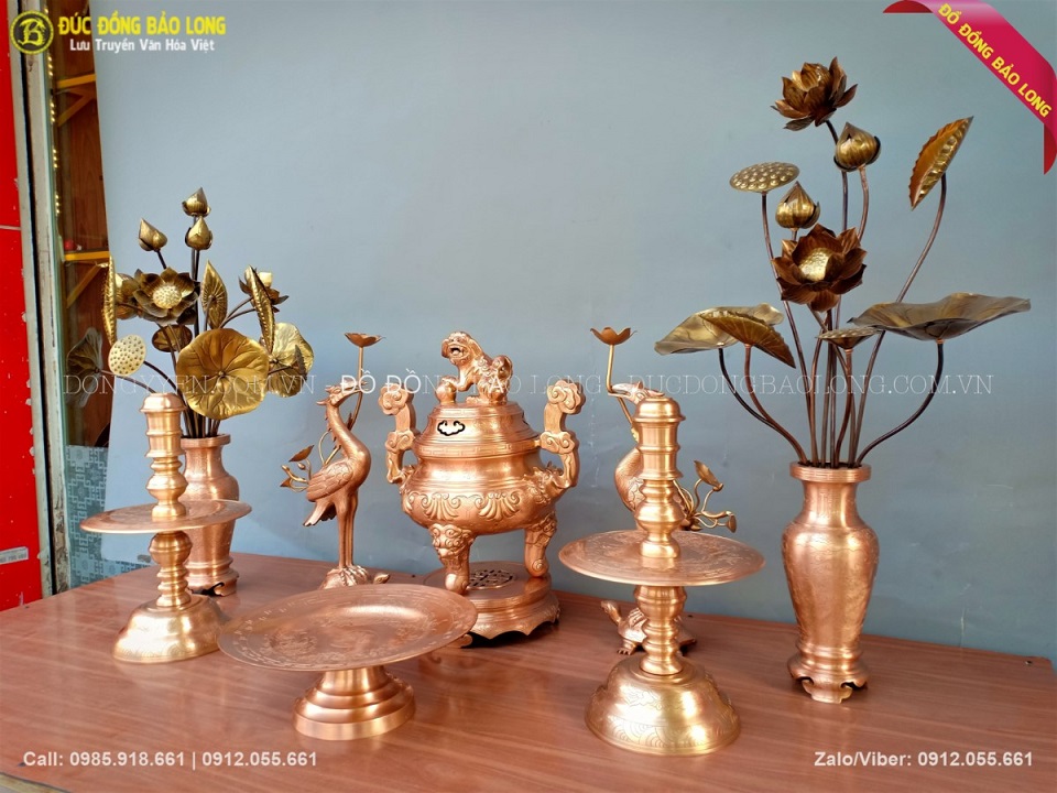 bộ đồ thờ đồng đỏ cao cấp