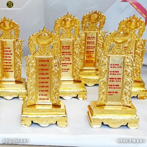 Long Vị Bài Vị Thờ Bằng Đồng Mạ Vàng 24k Cao 30cm