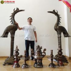 Đôi Hạc Bằng Đồng Đỏ 1m97 cho A Khánh ở Xuân Mai
