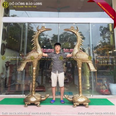 Đôi Hạc Bằng Đồng Đỏ 2m17