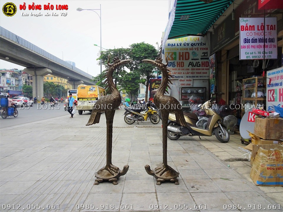 đôi hạc thờ bằng đồng