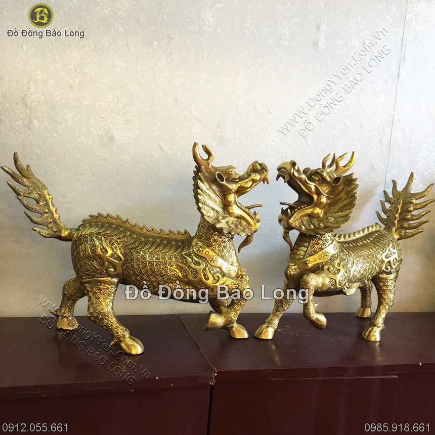 Đôi Long Mã Bằng Đồng Vàng 45cm