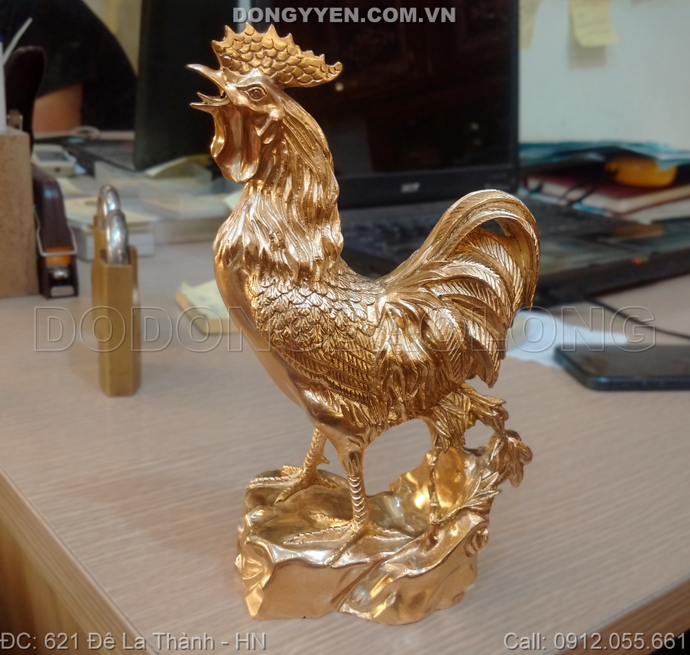 Gà Trống Phong Thủy Bằng Đồng 18cm