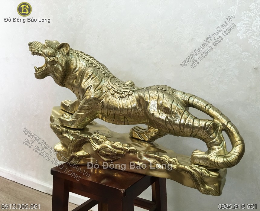 tượng hổ, cọp bằng đồng vàng cát tút 61cm
