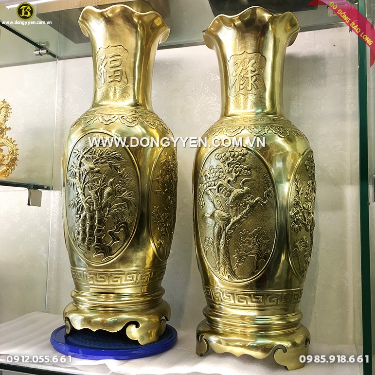 Lộc Bình Tứ Quý Bằng đồng Katut 70cm