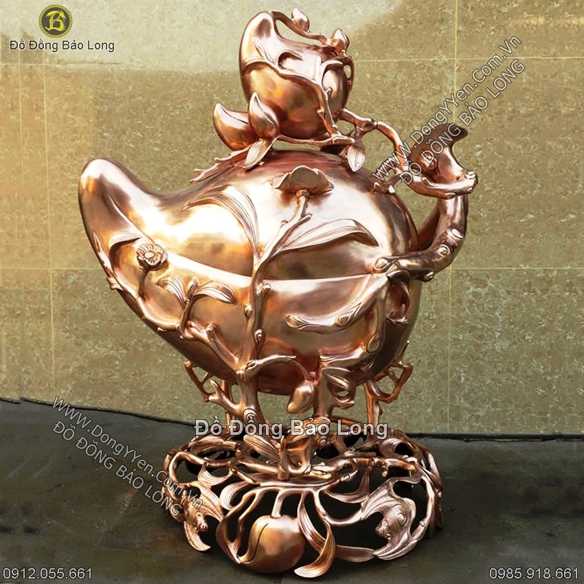 Đỉnh Lư Quả Đào Đốt Trầm 58cm