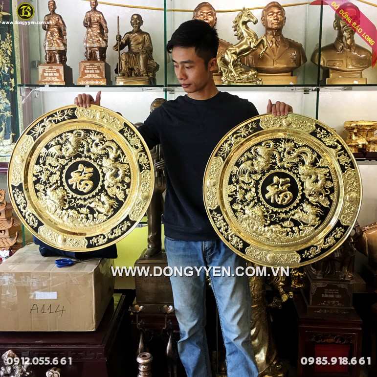 Mâm Đồng Tứ Linh 60cm Hàng Đặt
