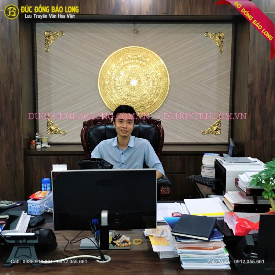 Mặt Trống Đồng Đúc Dát Vàng 90cm Cho khách Hà Đông