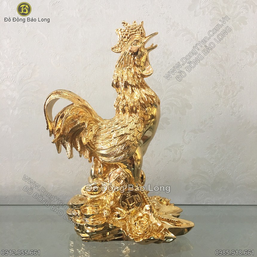 Gà Trống Cao 23cm Mạ Vàng 24K