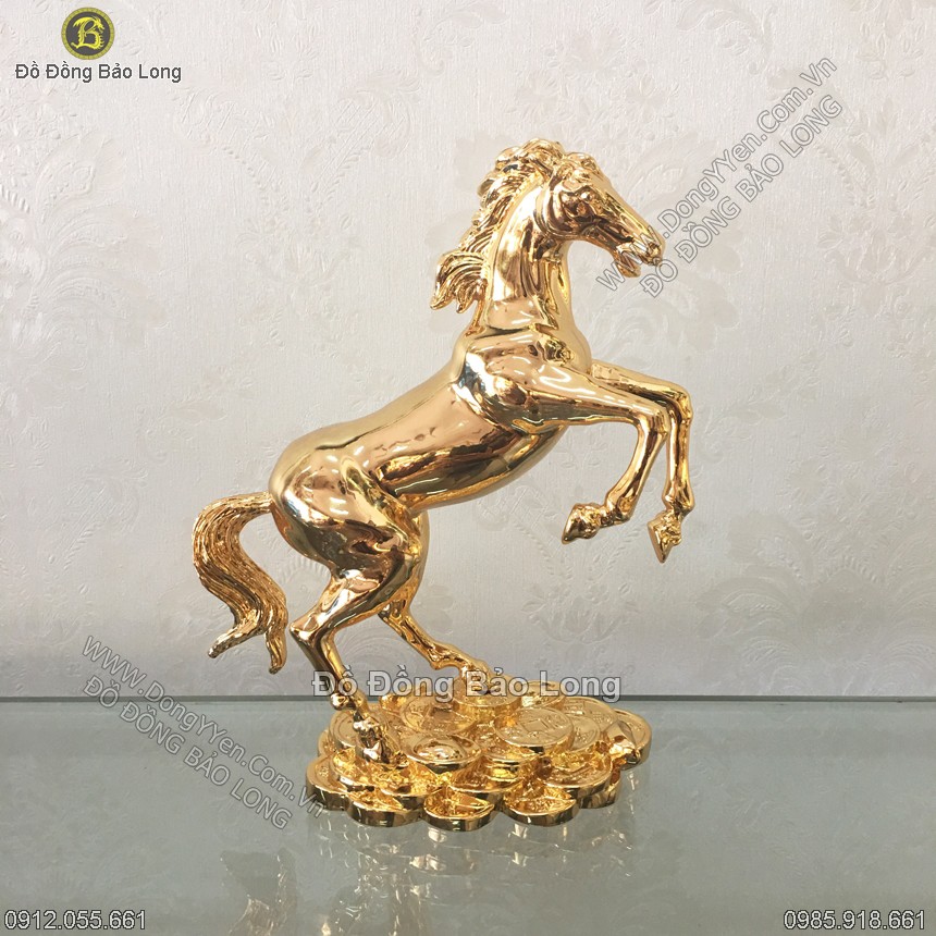 tượng ngựa bằng đồng cao 20cm mạ vàng điện phân 24k