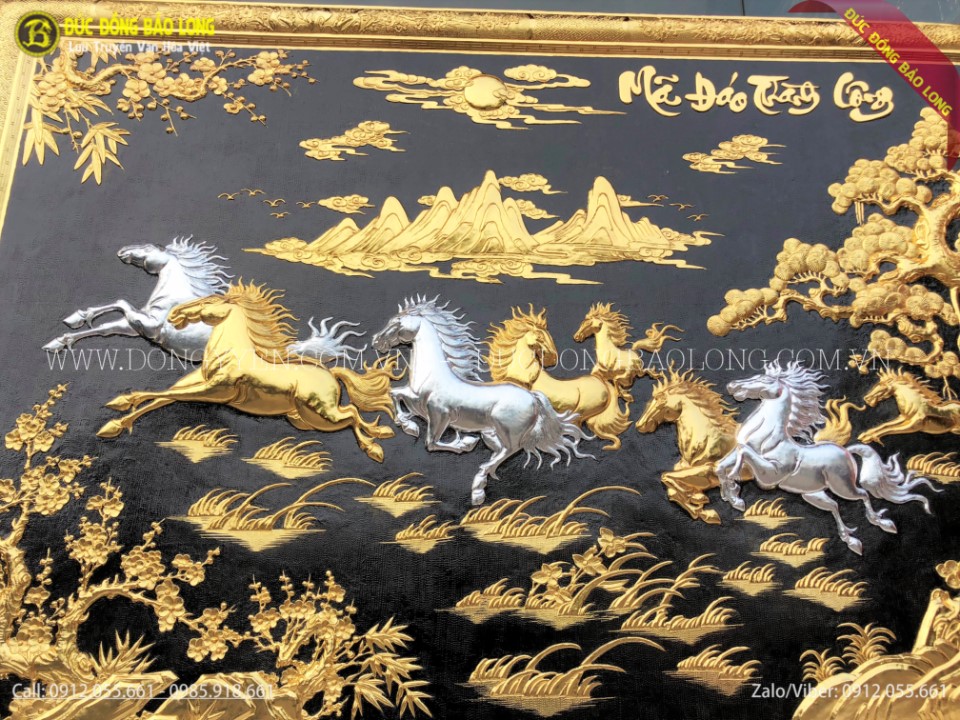 tranh bát mã mạ vàng