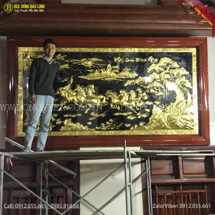 Tranh Bát Mã Dát Vàng 9999 3m21x1m76 Cho Khách Nghệ An