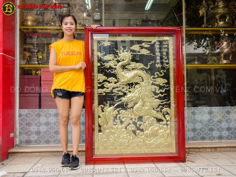 Tranh cá chép hóa rồng 1m47x1m07