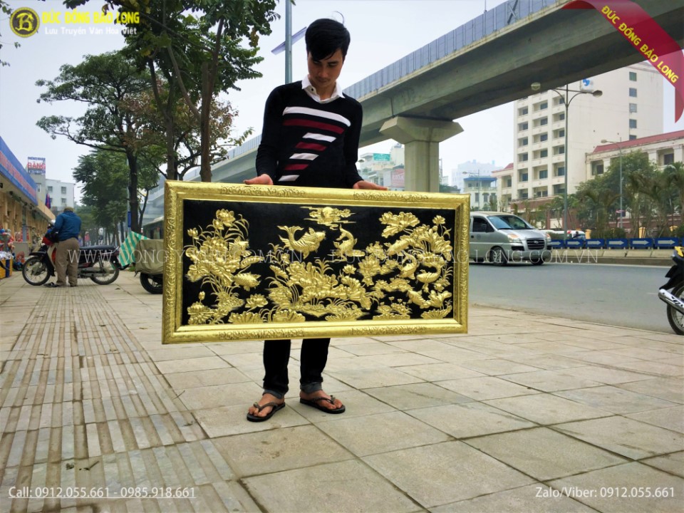 tranh cửu ngư hoa sen bằng đồng