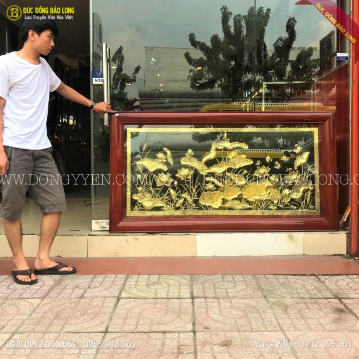 Tranh Hoa Sen Bằng Đồng 1m70 x 90cm