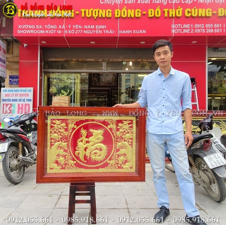 Tranh Chữ Phúc Tiếng Hán Hóa Rồng Phượng Mạ Vàng 24k