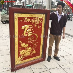 Tranh Chữ tâm Mạ Vàng 24k 1m55 cho A Dũng Nam Đàn