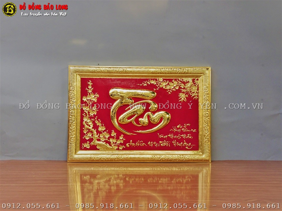 tranh chữ tâm bằng đồng