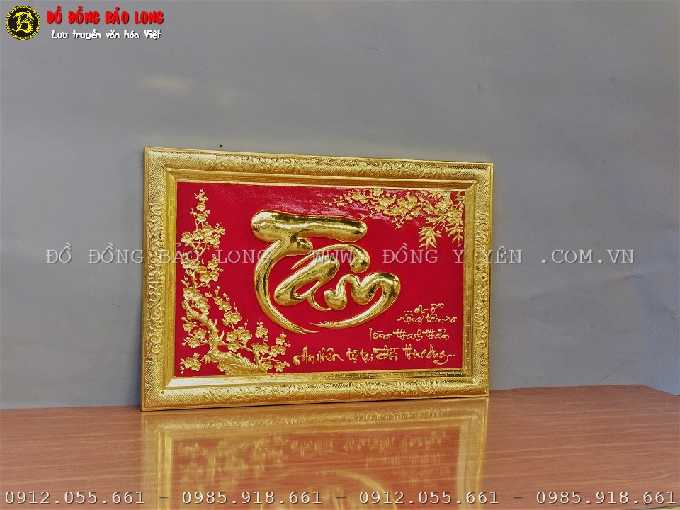 tranh chữ tâm bằng đồng