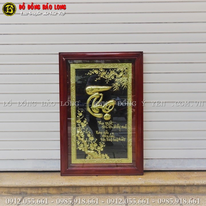 Tranh Chữ Thọ Bằng Đồng Khổ 81cm x 55cm