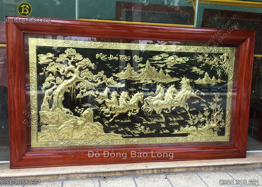 tranh bát mã 2m31 mạ vàng 24k