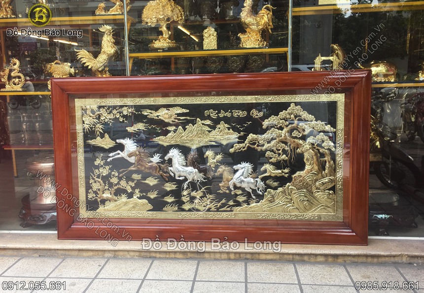 tranh bát mã tách màu 8 con ngựa 2m17
