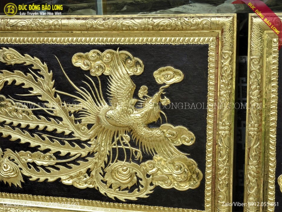 tranh chim phượng bằng đồng