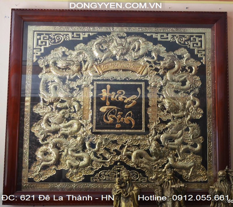 Tranh Cửu Long Quần Tụ Bằng Đồng 1m