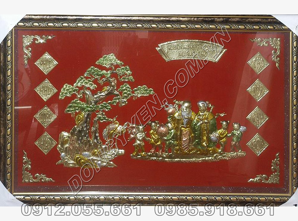 Tranh Mừng Thọ Bằng Đồng 1m2