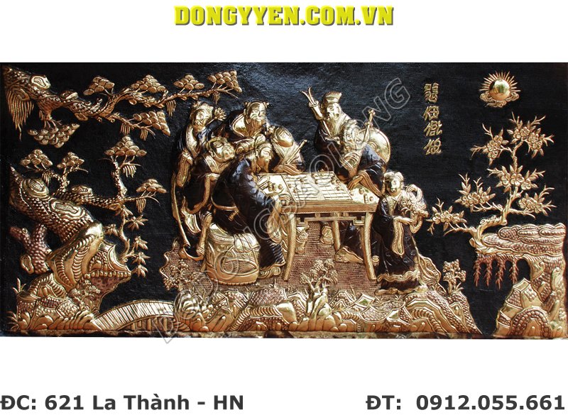 Tranh Bát Tiên Đánh Cờ Bằng Đồng 1m2