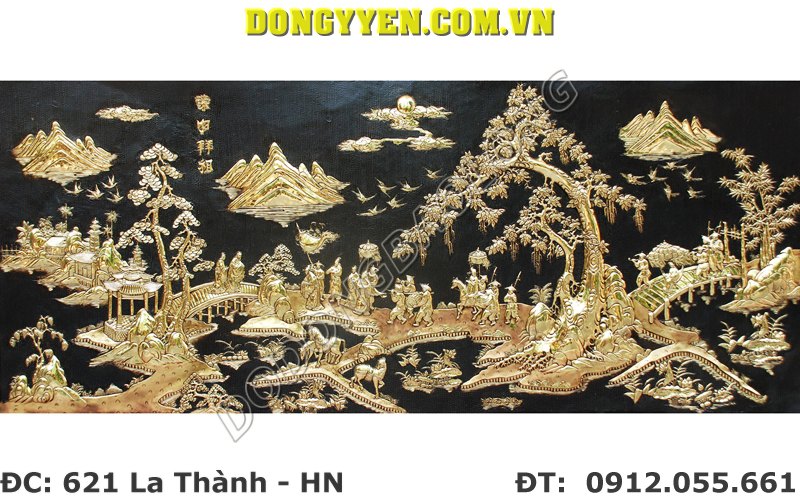 Tranh Đồng Chạm Cảnh Vinh Quy Bái Tổ 1m55
