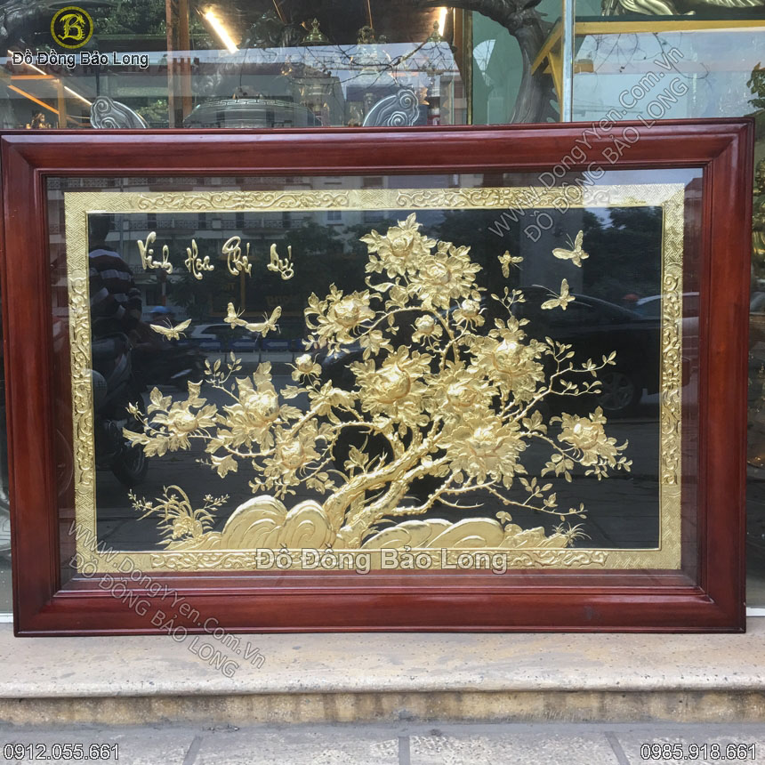 Tranh Đồng Hoa Mẫu Đơn Mạ Vàng 24k 1m28