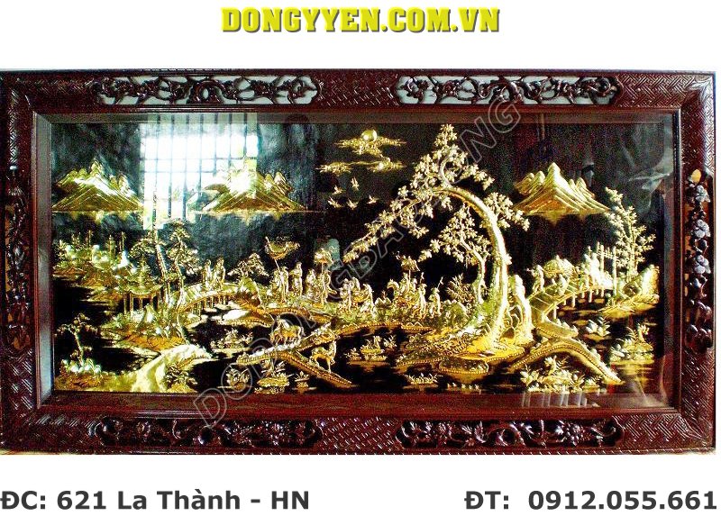 Tranh Vinh Quy Bái Tổ Bằng Đồng Mạ Vàng 1m7