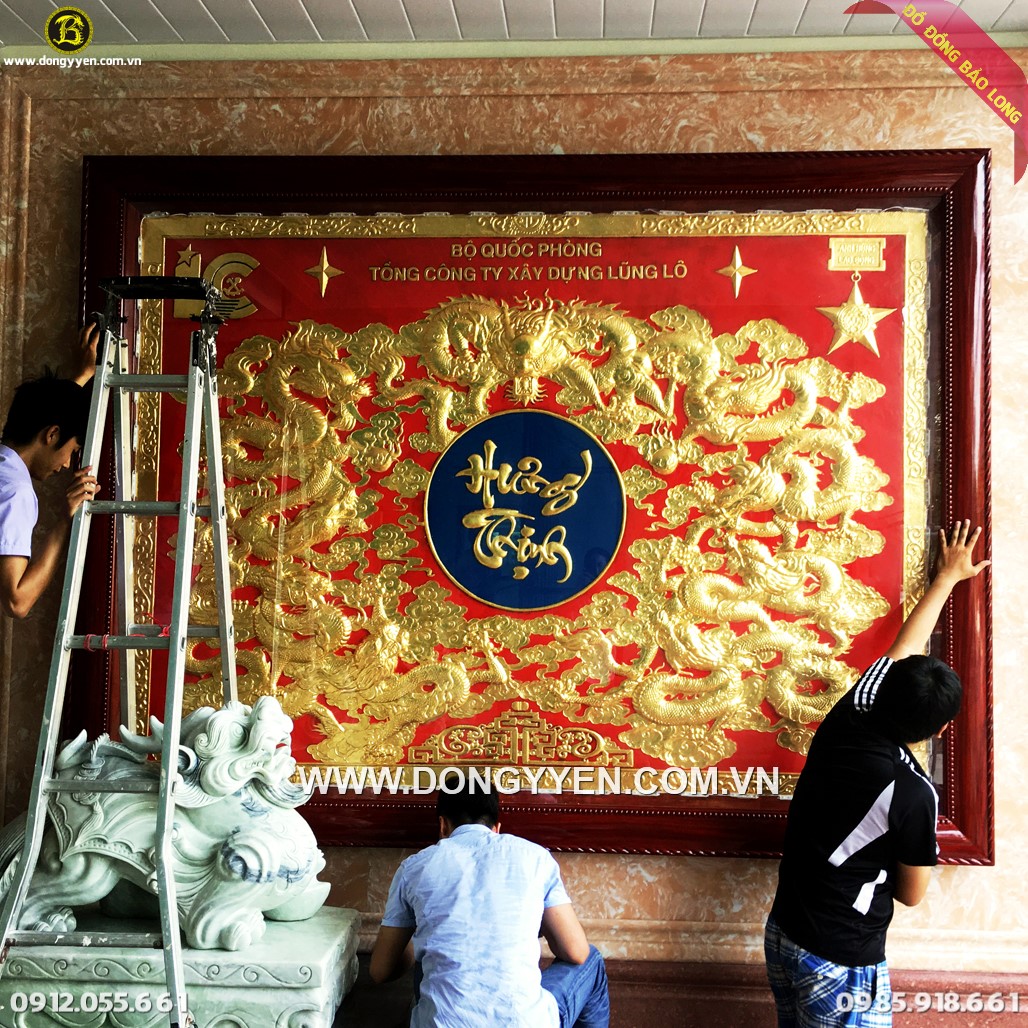 Tranh Cửu Long Hưng Thịnh 2m81 Dát Vàng
