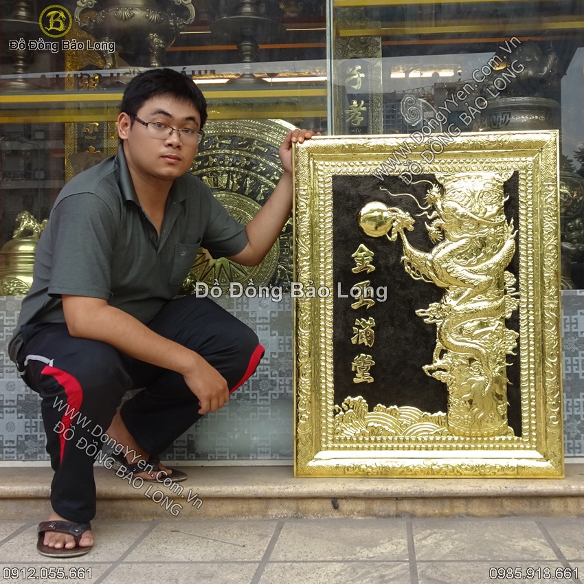 Tranh Đồng Hoàng Long Cửu Kim 88cm