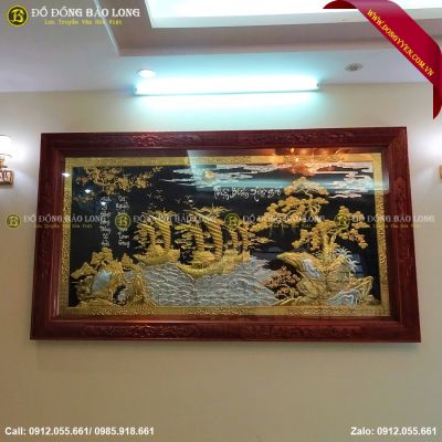 Tranh Thuận Buồm Xuôi Gió Bằng Đồng 2m36 Mạ Vàng, Bạc