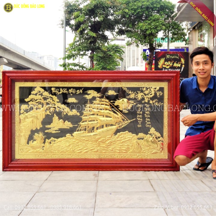 Tranh Thuận Buồm Xuôi Gió Mạ Vàng 24k 1m55x88cm