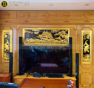 Tranh Thuận Buồm Xuôi Gió mạ vàng 24k 1m55 x 56cm cho khách Mỹ Đình